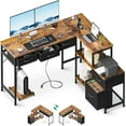 L Shaped Computer Desk with Fabric Drawers and File 61