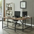 thumbnail image 1 of L-Shaped Computer Desk, Industrial Office Corner Desk, Writing Study Table, Wood Tabletop Home Gaming Desk with Metal Frame, Large 2 Person Table for Home Office Workstation, B2270, 1 of 5