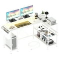thumbnail image 1 of L Shaped Computer Desk with Power Outlets & LED Light, Reversible Corner Computer Desk with Storage Shelves & Monitor Stand, Home Office Desk, Gaming Desk, Writing Desk, 1 of 9