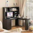 thumbnail image 1 of L Shaped Computer Desk with LED Light, Modern Corner Study Table with Bookshelf and 4 Drawers, Home Writing Desk with Storage for Bedroom, 1 of 10