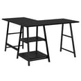 thumbnail image 1 of L-Shaped Computer Desk with Shelves, 47.2-Inch Corner Desk Writing Table Study Workstation Space Saving for Home Office, Black, 1 of 8