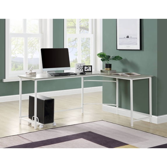 L-Shaped Computer Desk with Space-Saving Corner Design, Bevel Edge ...