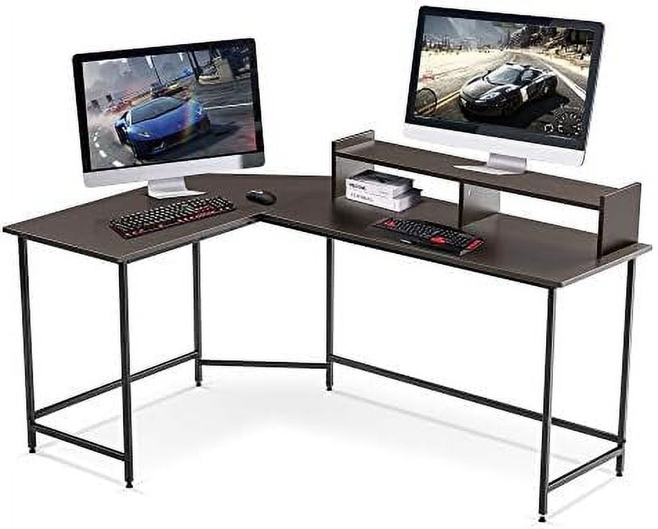 LShaped Computer Office Desk Gaming Corner Desk with Monitor Stand