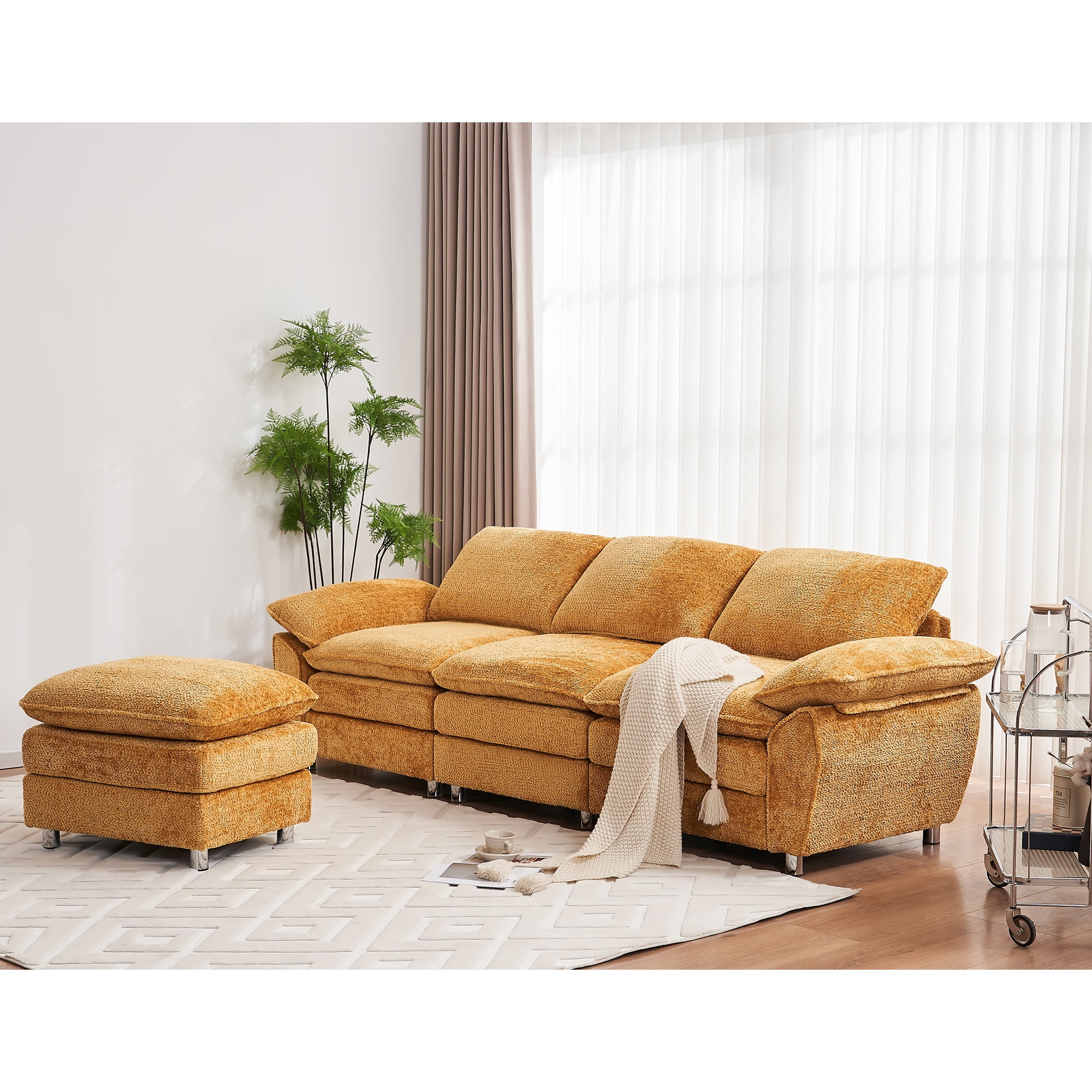 ゅぃゅぃ L-Shaped Convertible Modular Sectional Sofa, Modern Deep