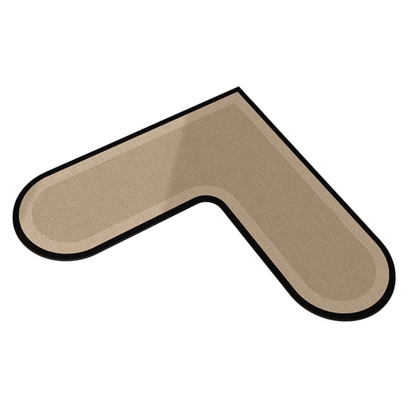 L-Shaped Corner Bath Mat Non-Slip Water Absorbing Machine Washable Beige L Shape Floor Rug for Bathroom Shower Sink Area Entryway Decor E