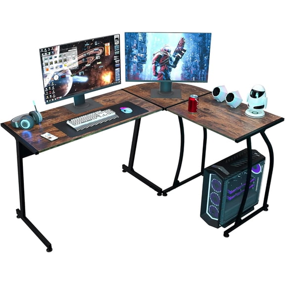 L-Shaped Corner Desk Computer Gaming Desk - 58 Inch Modern Home PC Table Office Writing Workstation, Black