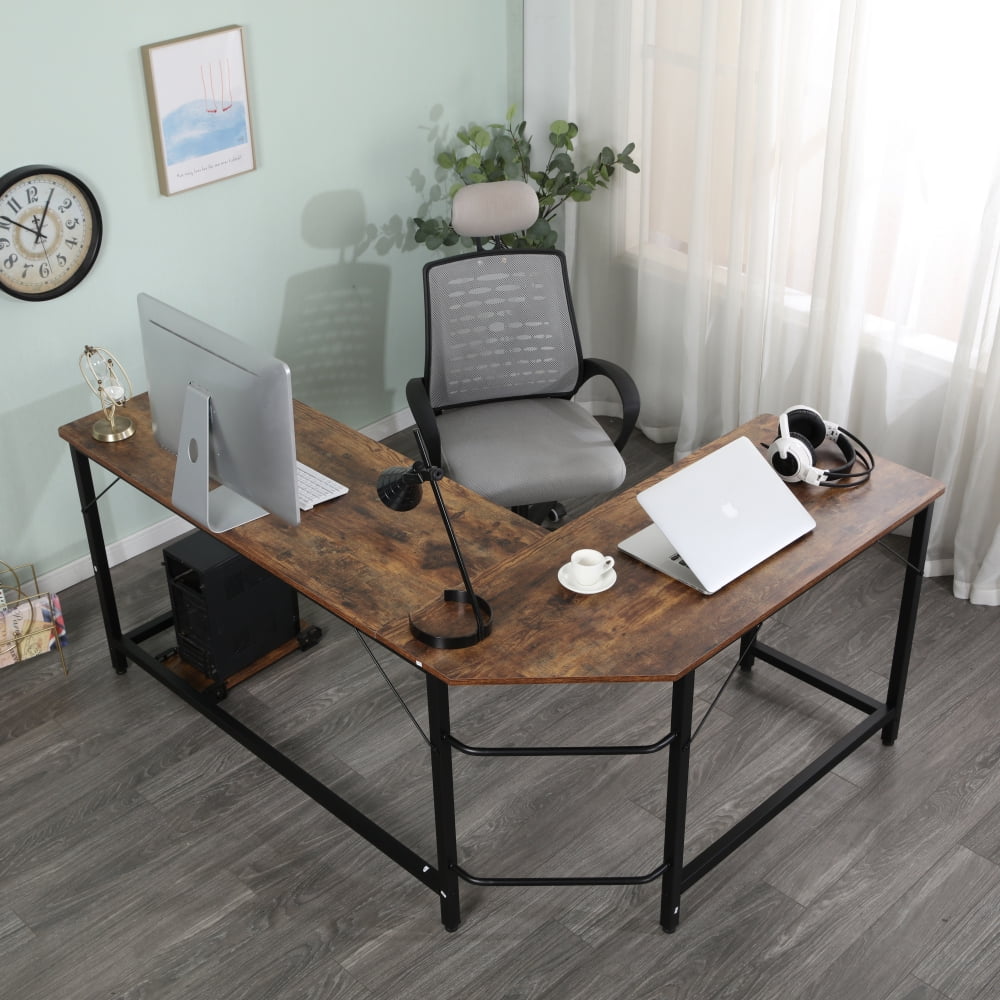L-Shaped Corner Desk Modern Fashion Home Office Workstations Computer Gaming Table Black