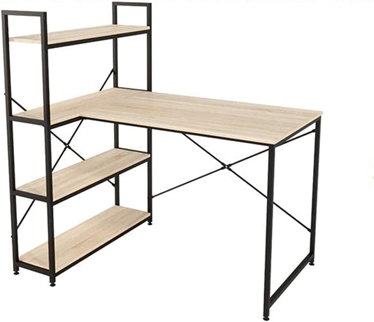 LShaped Corner Desk With Storage Shelves, 46 Inch Small LShaped Desk