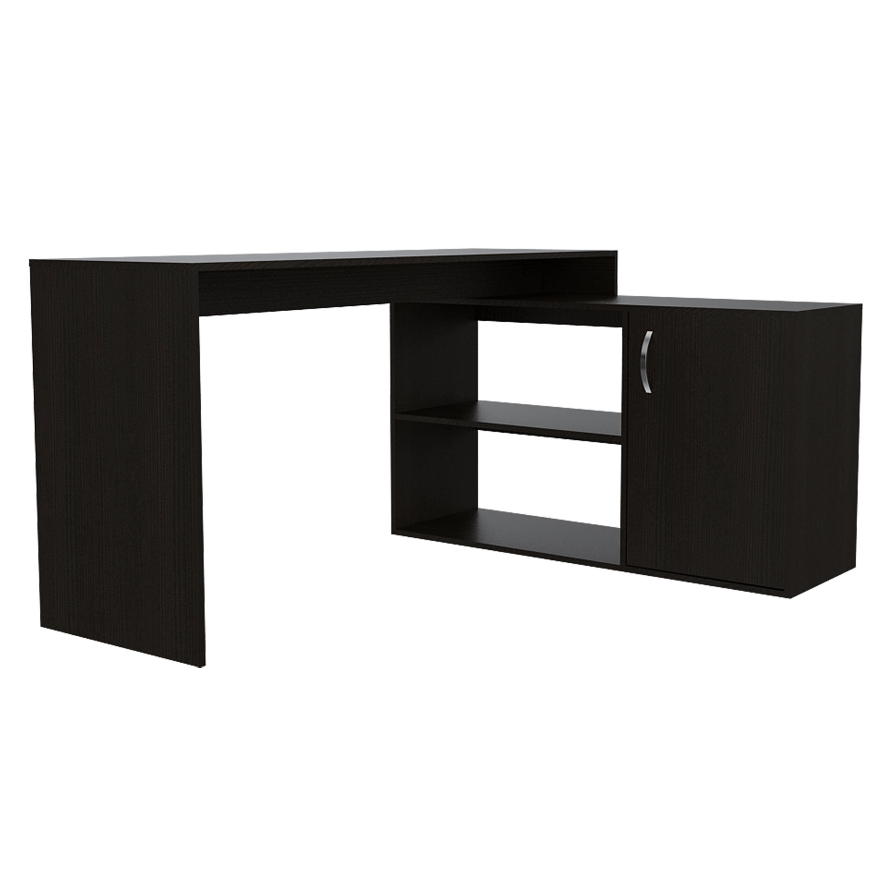 L-Shaped Corner Desk with Shelves and Cabinet, Modern Home Office Desk ...