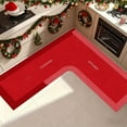 thumbnail image 1 of L-Shaped Corner Kitchen Rug | Non-Slip Absorbent Floor Mat for Cooking | Machine Washable Microfiber | Gray, Brown, Blue, Green, Red | 47.2x29.5 Inches, 1 of 7