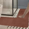 thumbnail image 1 of L Shaped Corner Rug - Non-Slip Water Absorbent Machine Washable Memory Foam Microfiber Mat, 47x47 Inch Brown Soft Fuzzy Rug for Bathroom Kitchen Living Room Anti-Curl, 1 of 6