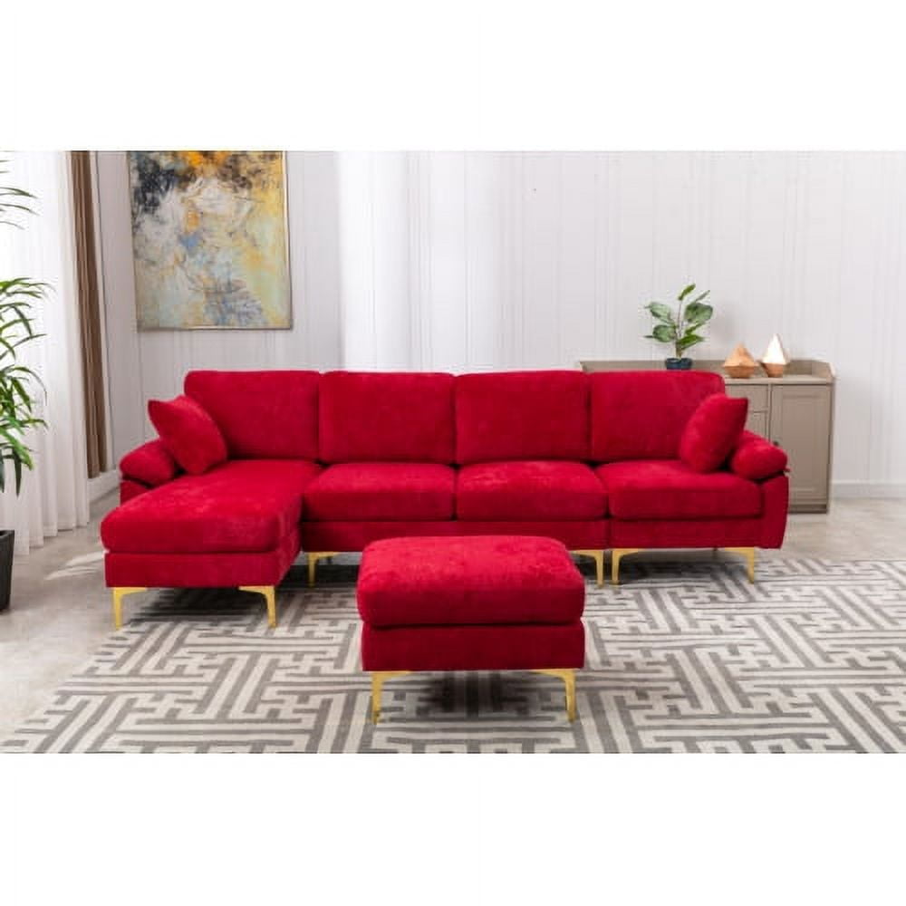 L Shaped Couch Sofa with Removable Ottoman, Modular Sectional Sofa