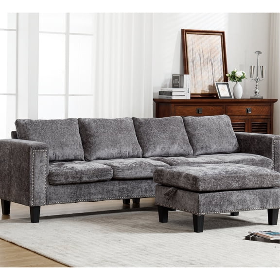 L Shaped Couch with Storage Function - Spacious and Comfortable for Family