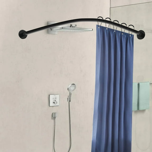 L Shaped Curved Shower Curtain Rods 29.53-35.43×37.4-51.18, Stainless Steel Extendable Corner Shower Rails