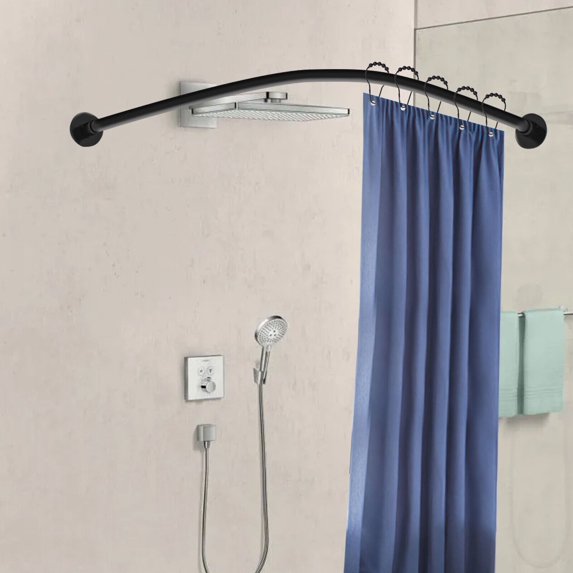 L Shaped Curved Shower Curtain Rods 29.53-35.43×37.4-51.18, Stainless Steel Extendable Corner Shower Rails