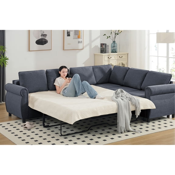 L - Shaped Design + Queen - Size Bed Conversion - Living Room Relaxation, Space - Saving