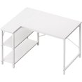 thumbnail image 1 of L Shaped Desk, 39 Inches Computer Desk with Reversible Storage Shelves, Gaming Desk, Corner Desk Home Office Desks, Writing Desk Study Desk with Metal Frame, White, 1 of 14