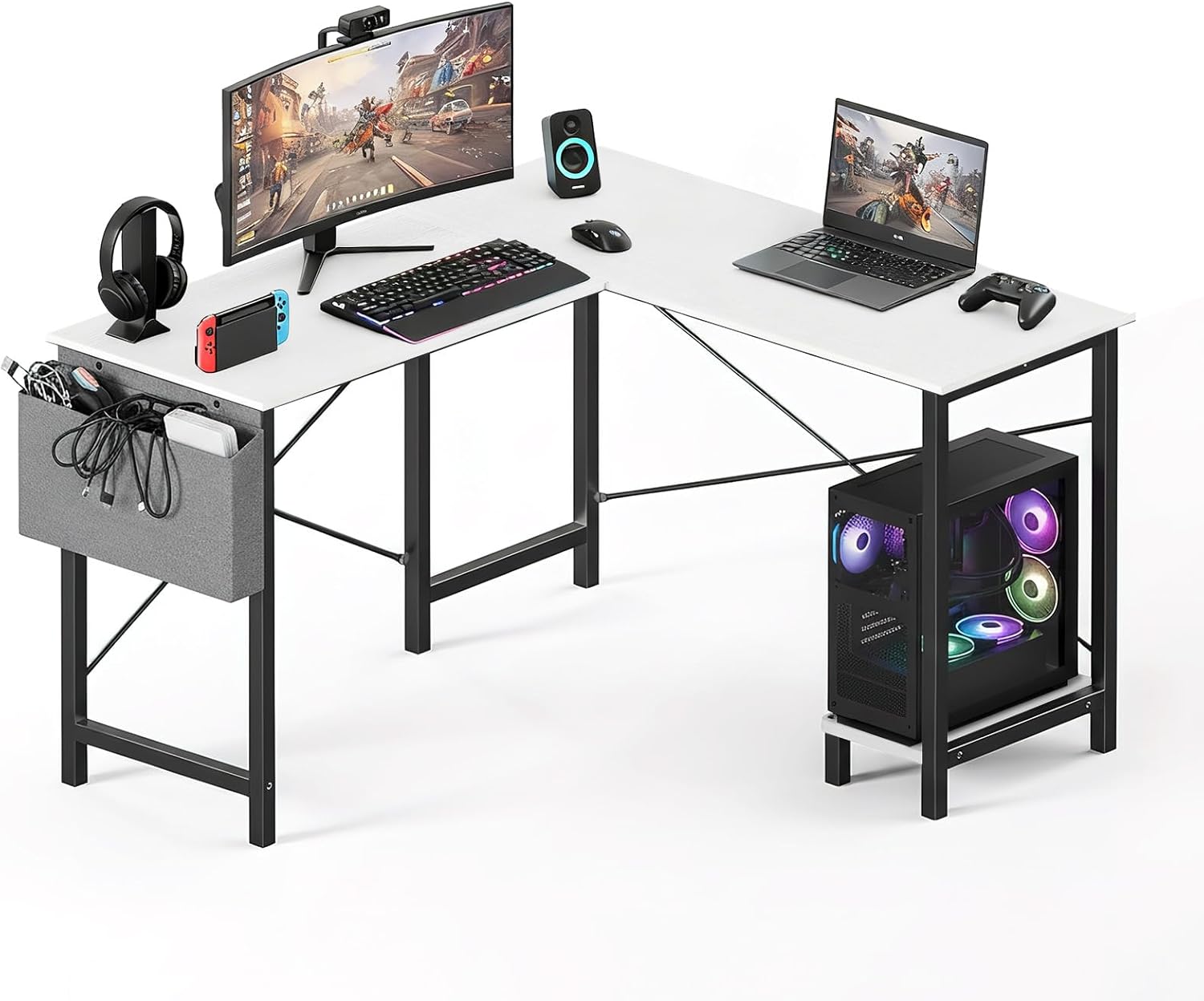 L Shaped Desk, 50-Inch Office Computer Gaming Desks Corner PC Table ...