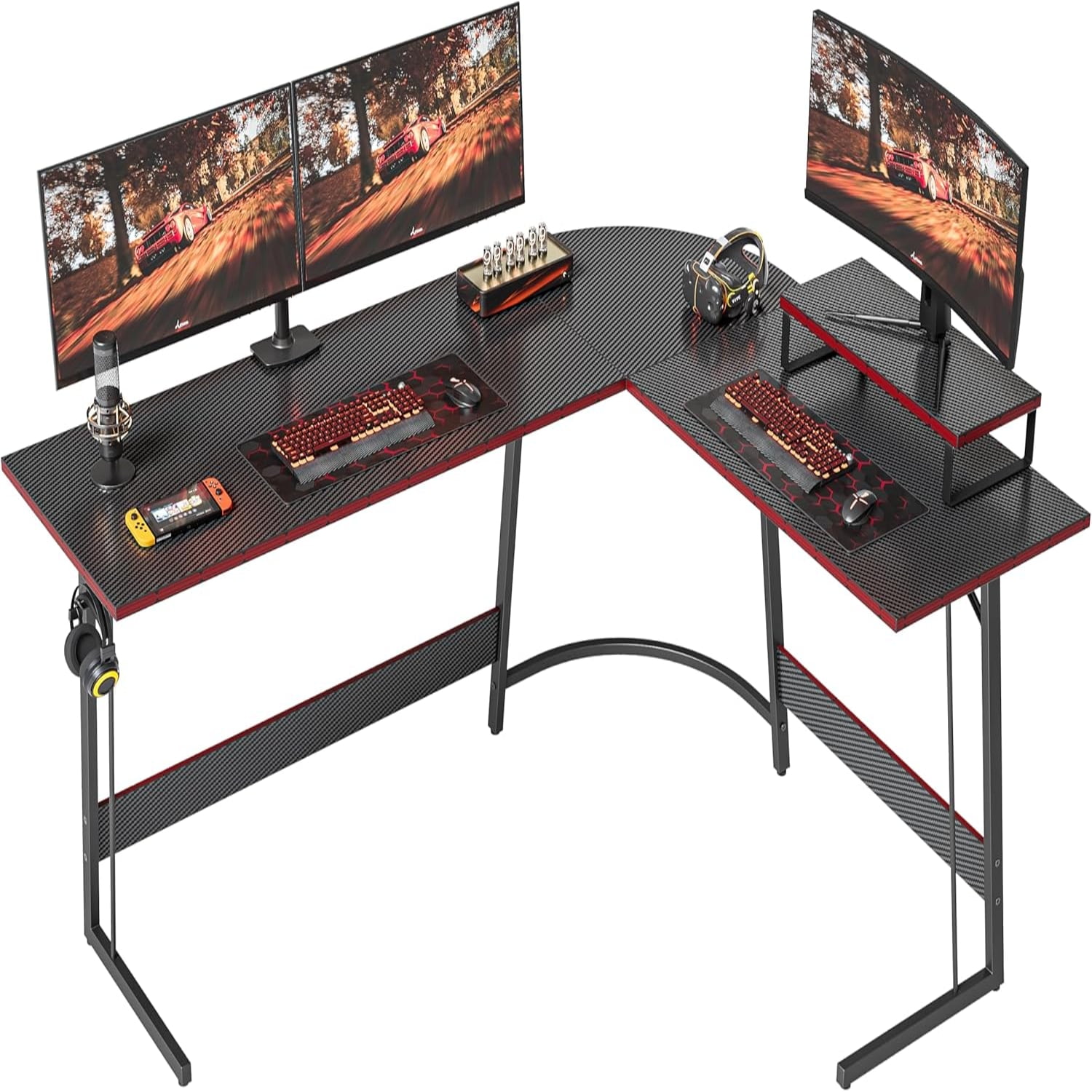 L Shaped Desk Computer Corner Desk Gaming Desk with Monitor Stand