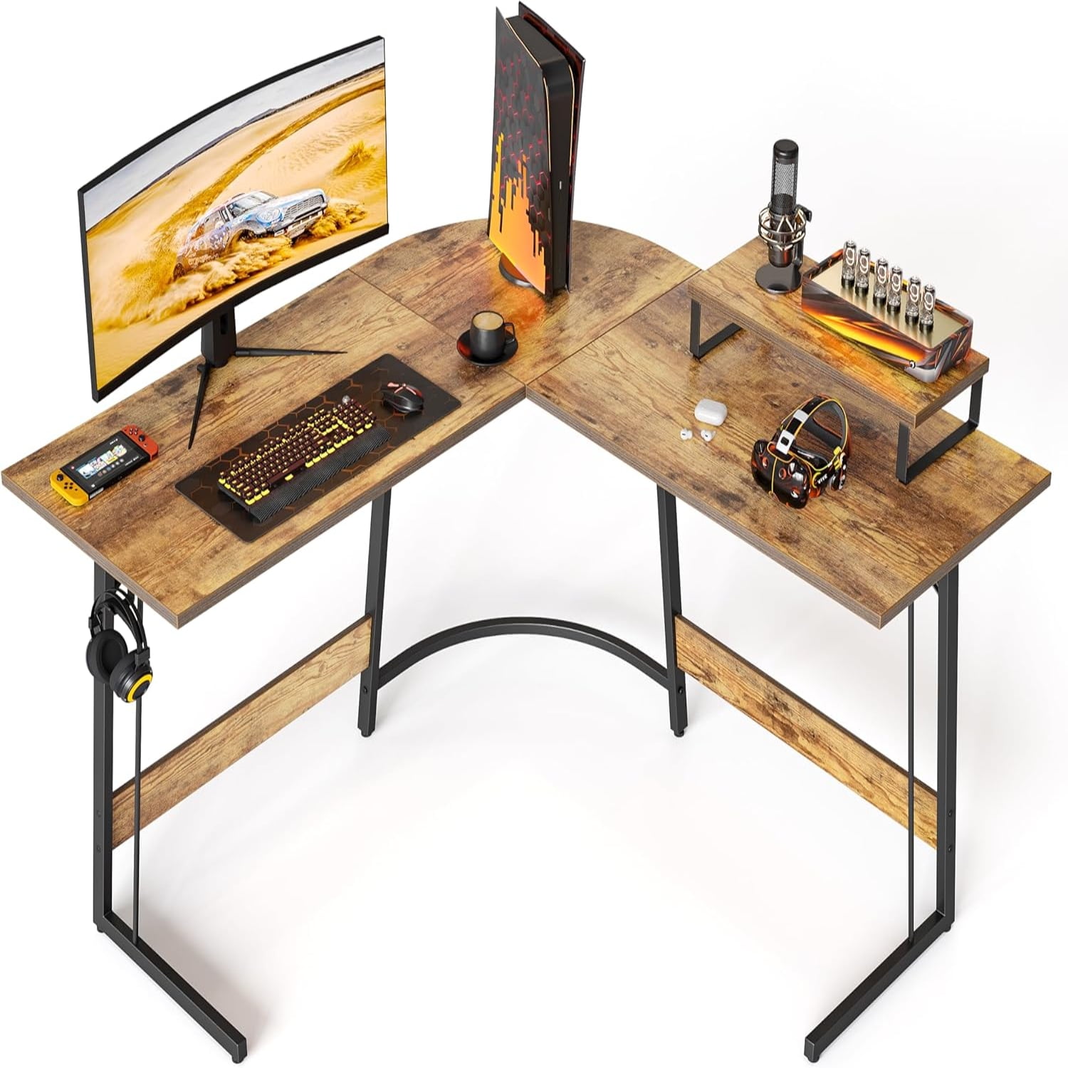 L Shaped Desk Computer Corner Desk Gaming Desk with Monitor Stand