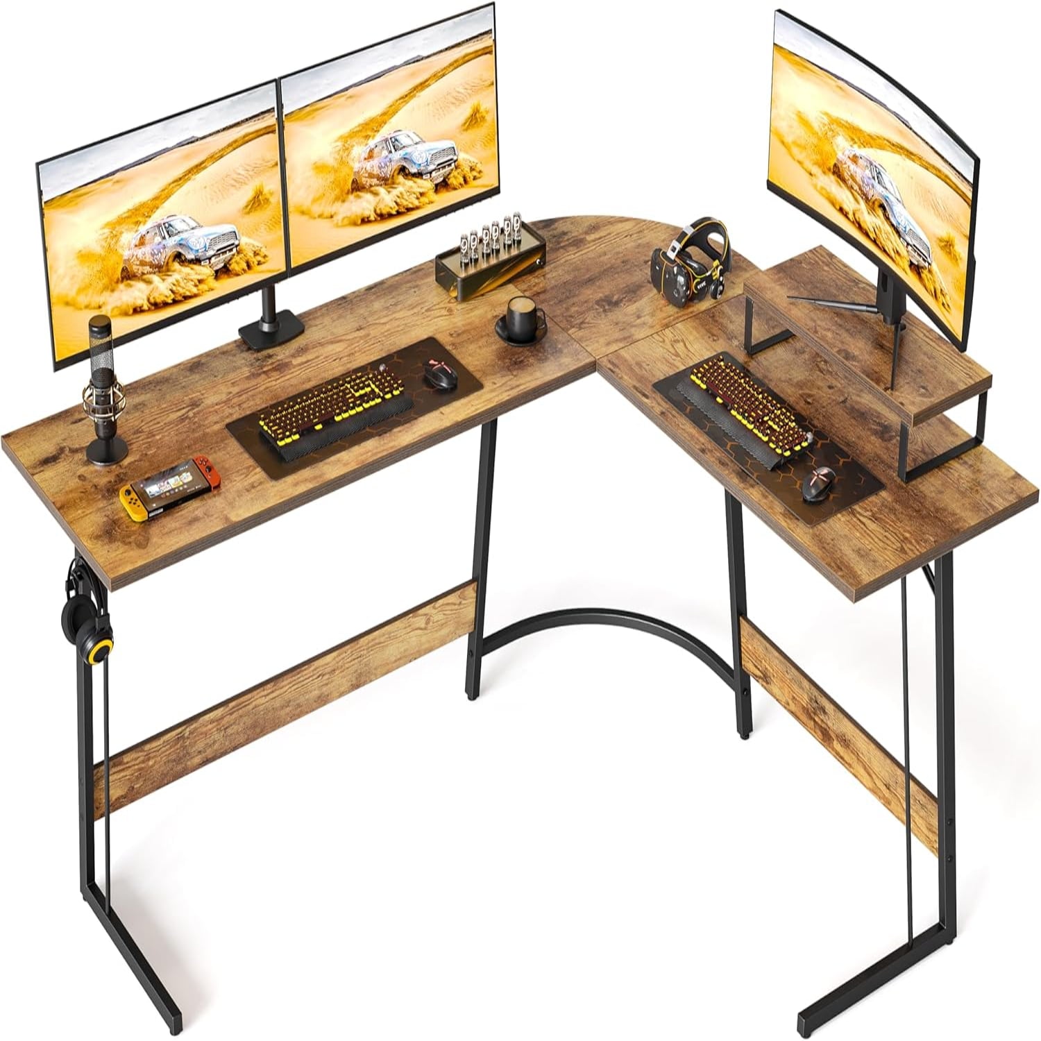 L Shaped Desk Computer Corner Desk Gaming Desk with Monitor Stand