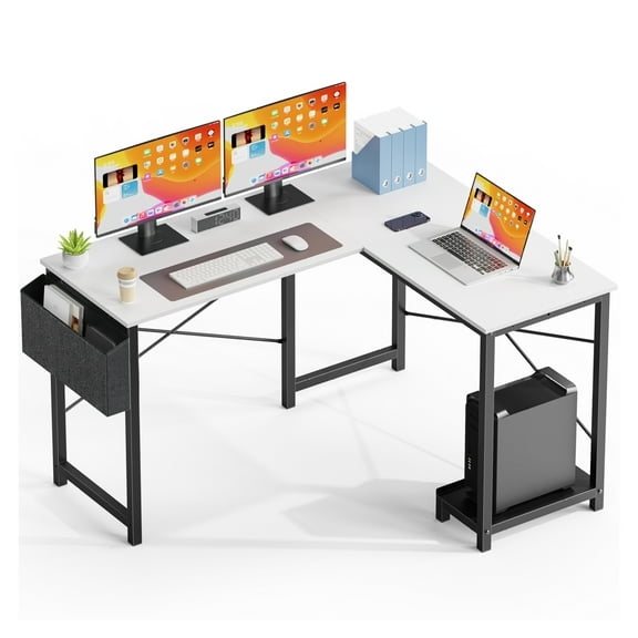 L Shaped Desk,Computer Corner Desk,PC Gaming Desk Table with Side Storage Bag