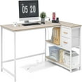 LShaped Desk with Drawers 55 in Reversible Office Desks for Home