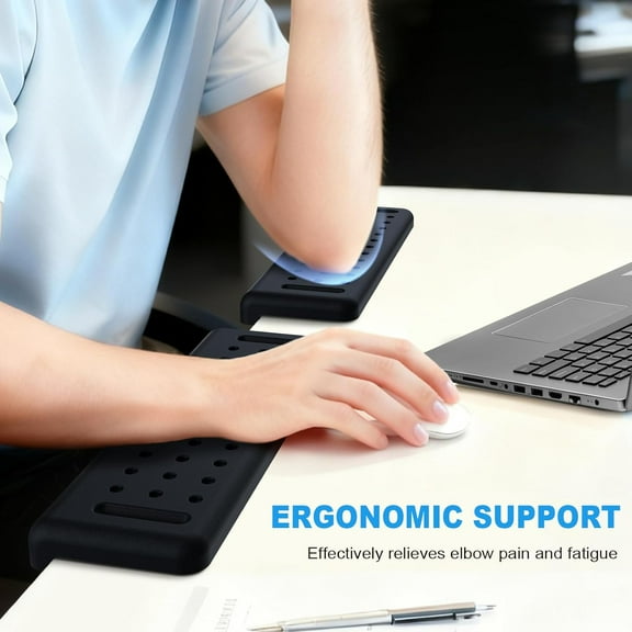 L-Shaped Desk Elbow Pad with Non-Slip Silicone Base,2-Pack Memory Foam PU Leather Desk Edge Cushion, Ergonomic Elbow Rest for Office/Computer Gamers