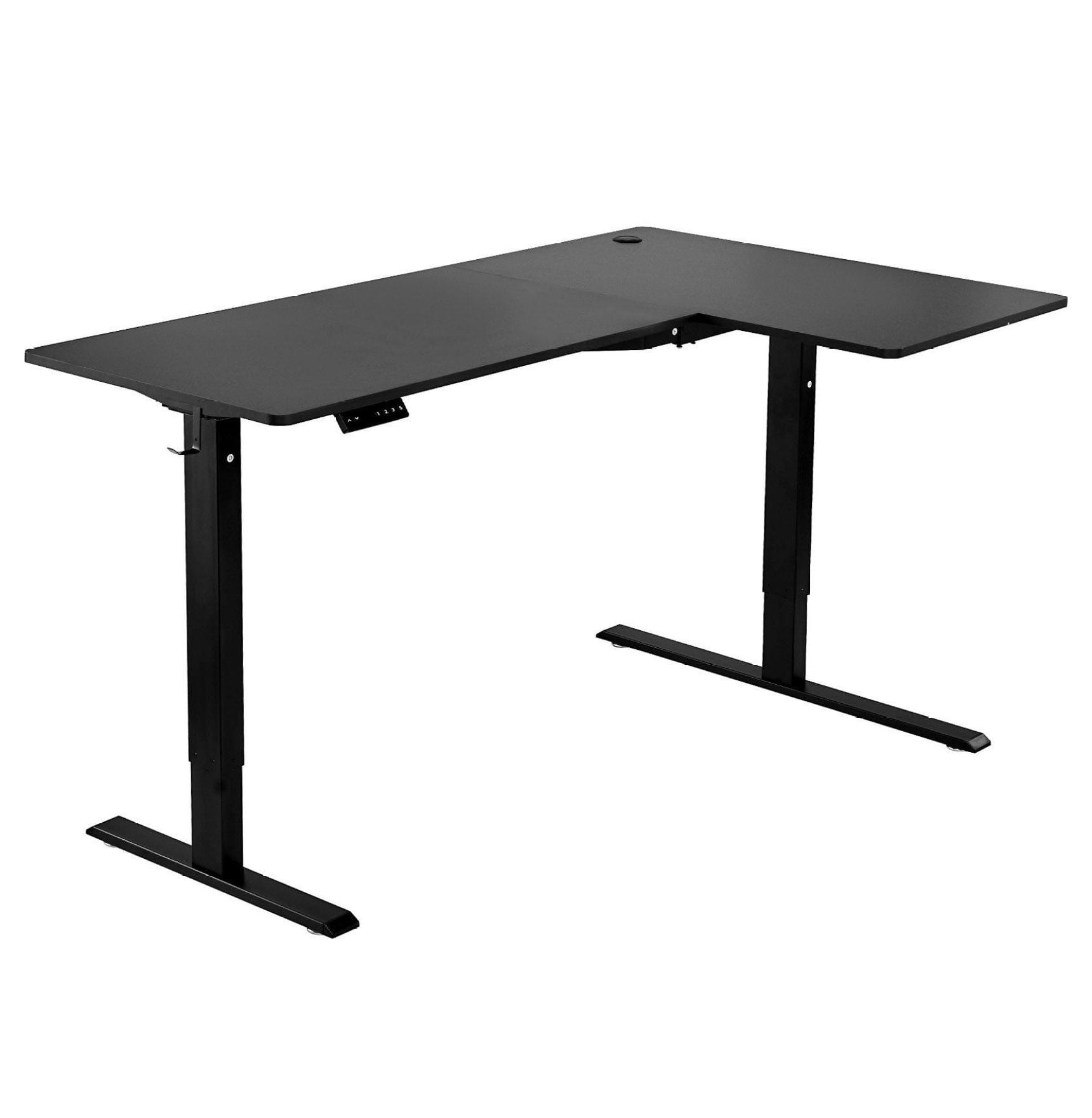 L Shaped Desk Electric Adjustable Height Corner Gaming Desk with Hooks - 63x39.37in Standing Desk Converter for Home Office, Dual Motor, Sit-Stand