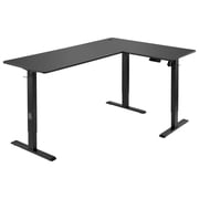 L Shaped Desk Electric Adjustable Height Corner Gaming Desk with Dual Monitor Support, Heavy Duty Carbon Steel Computer Table with Outlets, Black