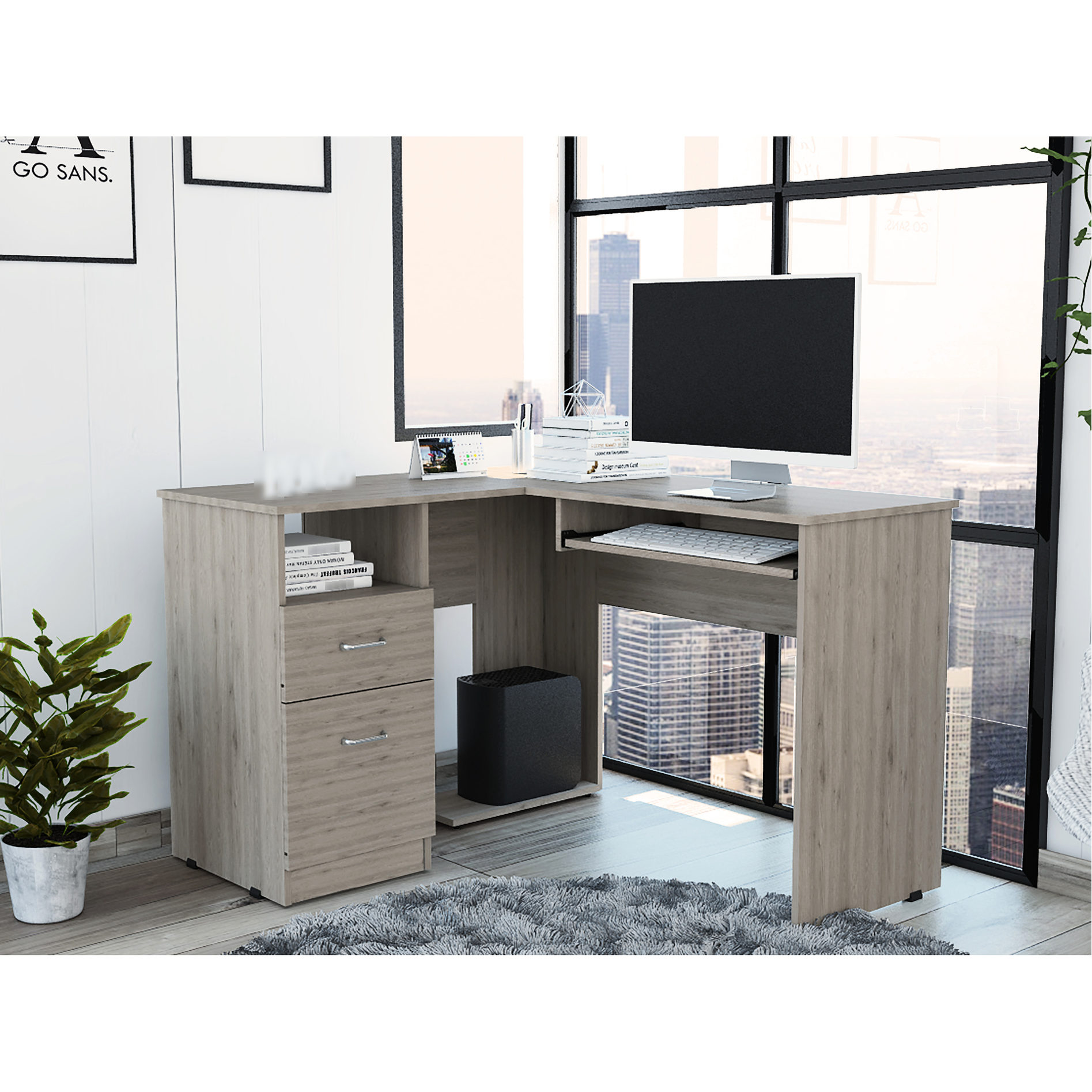 Left Return Desk L-Shaped Desk with Left Return | Ideal for Corner Placement, Two ...