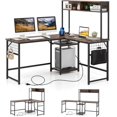 LShaped Desk with Power Outlet Large Corner Desk Converts to 2Person