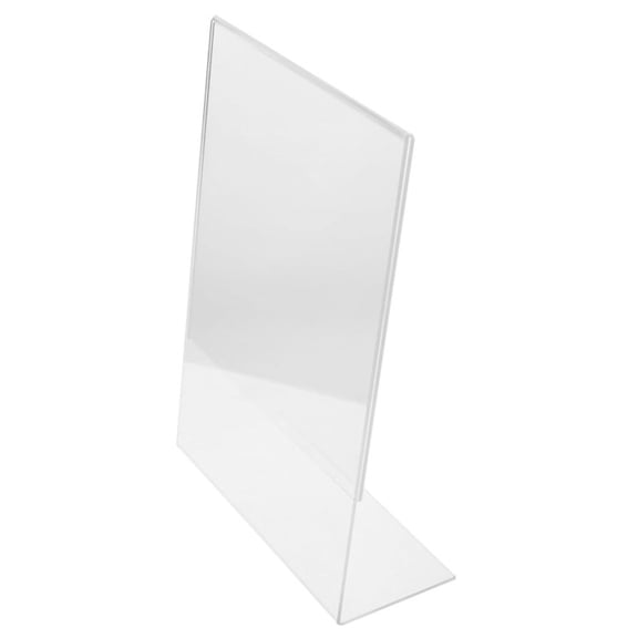 L-Shaped Desk Standing Board,1 Pack Acrylic Sign Holder,Clear Slanted Back Sign Holder,Plastic Desktop Papers Menus Frame,Flyer Document Holder