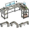 L Shaped Desk Writing Study Workstation 95" Reversible Corner Computer Desk with Shelves Monitor