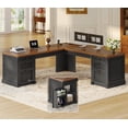 thumbnail image 1 of L Shaped Desk with 4 Drawers and Storage Cabinet, Corner Computer Desk for Home Office, Executive Desk, 1 of 8