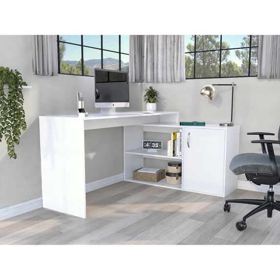 Rectangular Work Surface L-Shaped Desk with 59