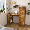 thumbnail image 1 of L Shaped Desk with Hutch, Home Office Desk with 3 Drawers and Bookshelf, Charging Station, Wood Computer Desk for Work and Study, 1 of 9