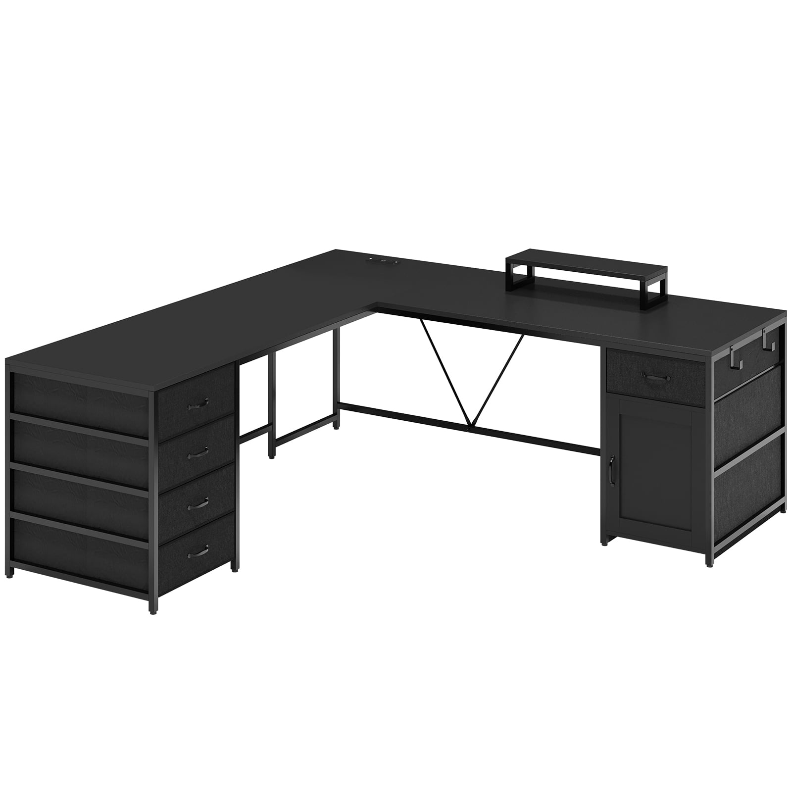 L Shaped Desk with Storage and Shelf, 63" Computer Desk with 5