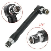 L-Shaped Double Head Socket Wrench - 1/4 inch 6.35mm Drive Bit Adapter for DIY Home Repair, Garage, Car & Machinery Tools Black Steel