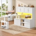 thumbnail image 1 of L Shaped Electric Standing Desk with Hutch, Adjustable Height Computer Desk with 3 Drawers and Storage Shelves, 1 of 8