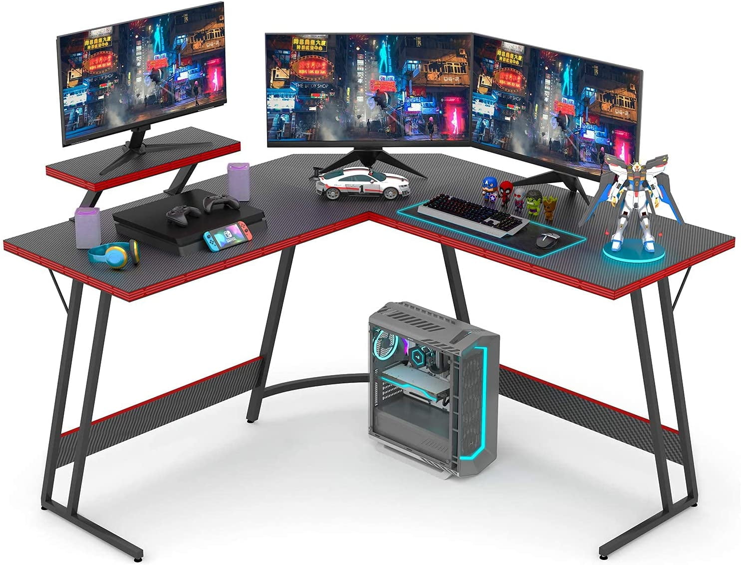 L Shaped Gaming Computer 51\u201D Corner with Monitor Stand Gaming ...