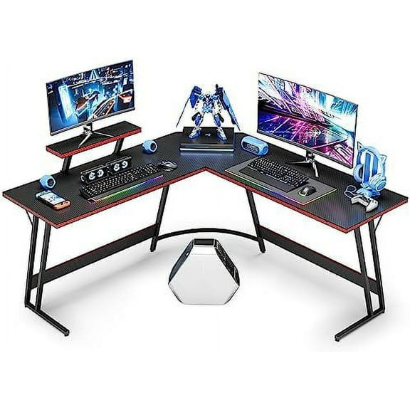 L Shaped Gaming Desk, 51 Inch Pc Corner Table, Computer Corner Desk with Monitor Stand for Home Office Sturdy Writing Workstation (Large, Black)$$Home Decor, Kitchen, & Other