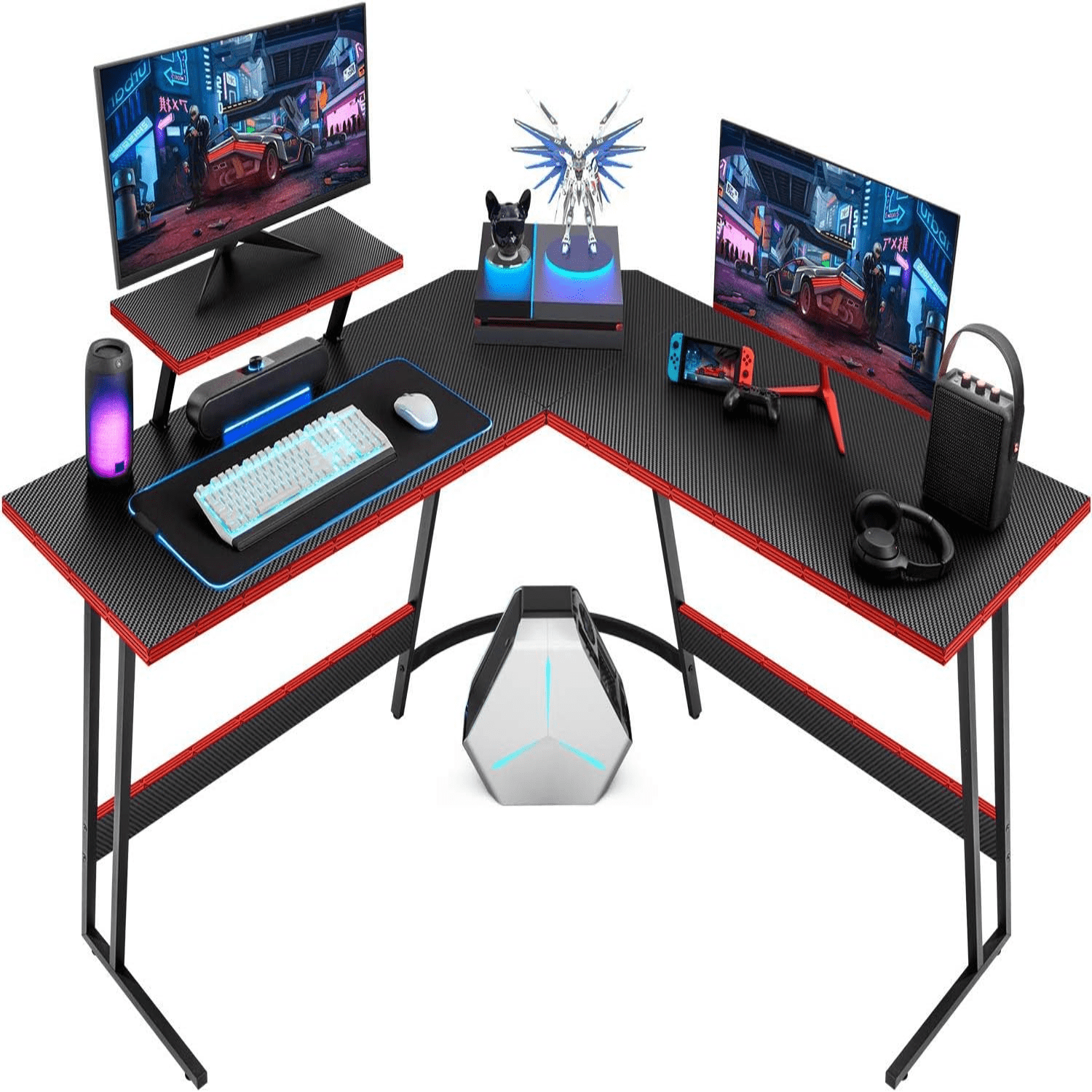 L Shaped Gaming Desk Computer Corner Desk PC Gaming Desk Table with