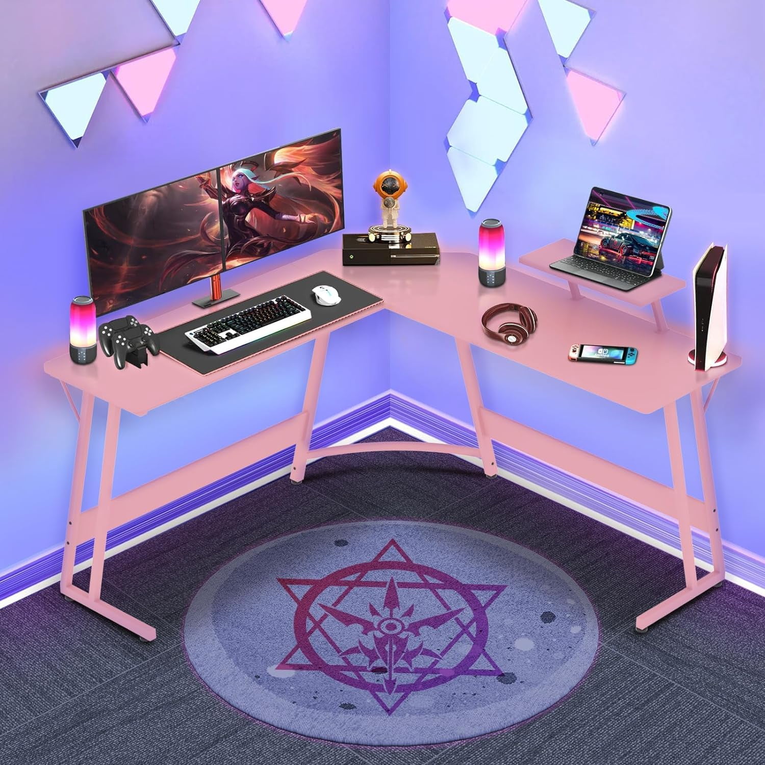 L Shaped Gaming Desk With Large Desktop Storage Space Ideal For L shaped gaming desk with large desktop storage space ideal for