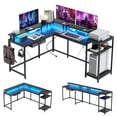 thumbnail image 1 of L Shaped Gaming Desk with Power Outlets & LED Lights,68" Home Office Desk with File Drawer, Monitor Shelf and Hook, Convertible Desk,Home Office Desk Corner Desk, Two Person Desk, 1 of 6
