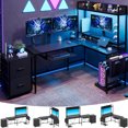 L Shaped Gaming Desk Reversible Corner Computer Desk with Power Outlet