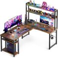 L Shaped Gaming Desk with Hutch Computer Desk with Shelves 59" L Shaped