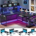thumbnail image 1 of L Shaped Gaming Desk with Led Lights, Reversible Computer Desk with Keyboard Tray, Pegboard and Storage Bagand, Home Office Desk, 1 of 7