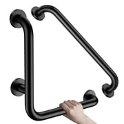 16 Inch Angled Grab Bar, ZUEXT L-Shaped Shower Grab Bar w/16 Inch Straight Bathroom Balance Bar, Stainless Steel Safety Handle for Seniors Elderly Injury Handicap, Matte Black