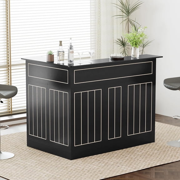 L-Shaped Home Bar Unit with Power Outlet, 4-Tier Corner Liquor Bar Cabinet with Storage Shelves, Drawer, Wine Glasses Holder, Wine Cabinet Reception Desk for Home Pub,Living Room, Dining Room